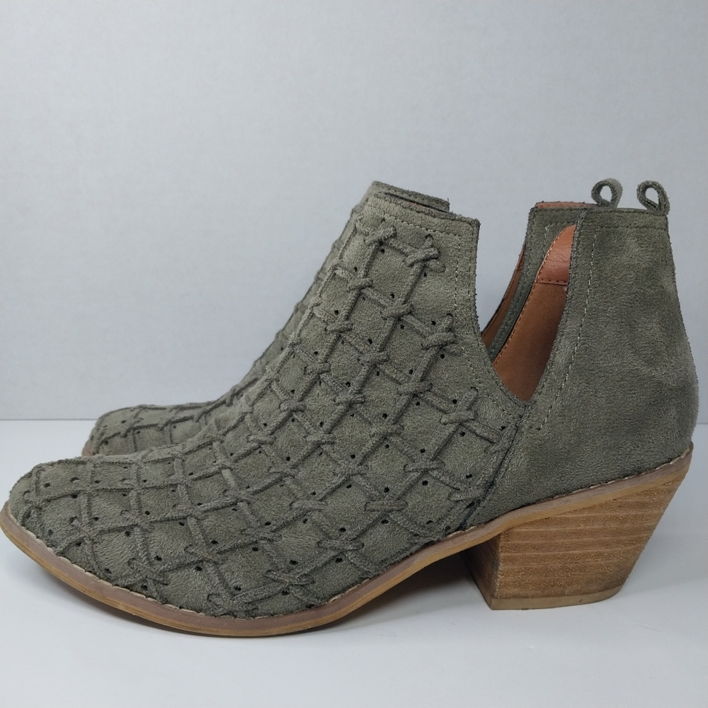 Mi.iM Womens Size 8.5 M LAVIN Western Leather Olive Green Pull On Ankle Booties - Picture 5 of 12